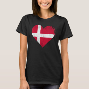 Vintage-Dänemark-Flagge-Herz für Dänisch T-Shirt