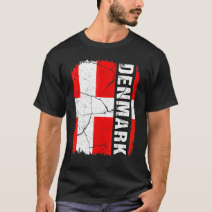 Vintage Dänische Flagge Dänemark Stolz Wurzeln Erb T-Shirt