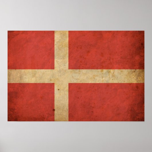 Vintage dänische Flagge Poster (Vorne)