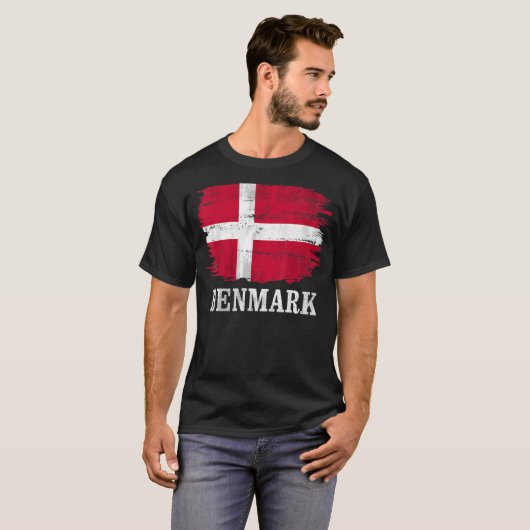 Vintage dänische Flagge T-Shirt (Vorne ganz)