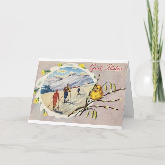 Vintage dänische Osterkarte Feiertagskarte (Vorderseite)