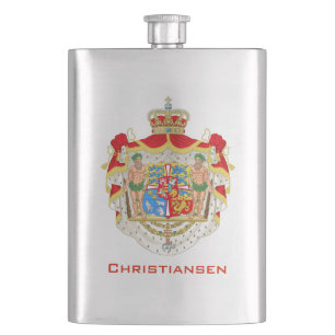 Vintage dänisches königliches Wappen Dänemarks Flachmann
