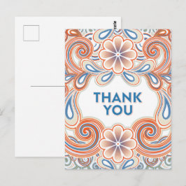 Vintage-Dankeschön-Postkarte mit orangen Blumen Postkarte