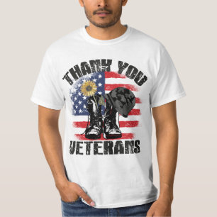 Vintage Dankeschön Veteranen Kampfstiefel Blume T-Shirt