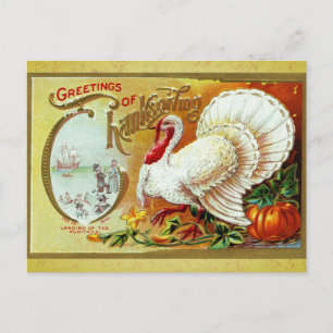 Vintage-Dankesgreeting Truthahn Postkarte