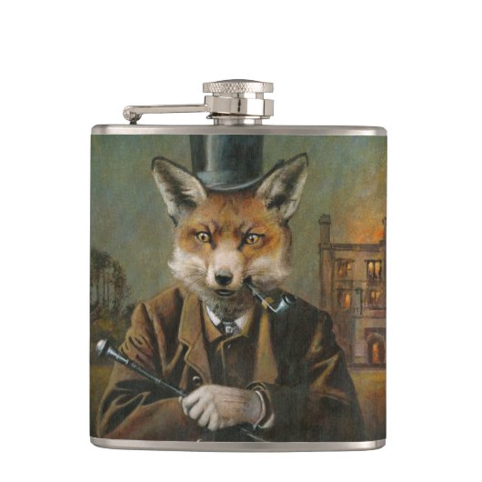 Vintage Dapper Fuchs Hip Flask Flachmann (Vorderseite)