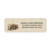 Vintage Dark Academia Buchstapel Rücksendeadresse (Vorne)