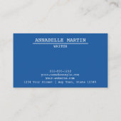 Vintage Dark Blue-Schreibmaschine-Visitenkarte Visitenkarte (Rückseite)