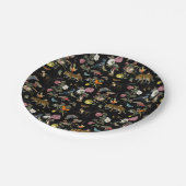 Vintage Dark Botanical Wild Animals in Forest Pappteller (Schrägansicht)