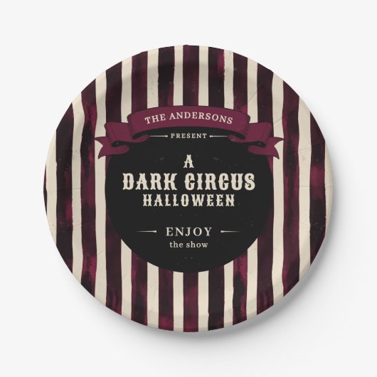 Vintage Dark Circus Halloween-Party Pappteller (Vorderseite)