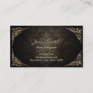 Vintage Dark Damask Musikkomponist Visitenkarte