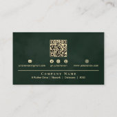 Vintage Dark Emerald Green & Gold Oval Monogram Visitenkarte (Rückseite)