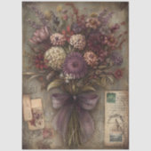 Vintage Dark Floral Bouquet Ephemera Decoupage Seidenpapier (Vorderseite)