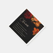 Vintage Dark Floral Fun Facts Wedding  Serviette (Ecke)
