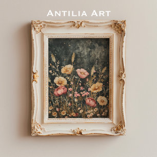 Vintage Dark Flower Moody Florales Stillleben Poster