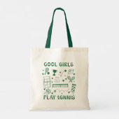 Vintage Dark Green Cool Girls Play Tennis Tragetasche (Rückseite)
