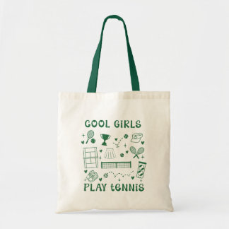 Vintage Dark Green Cool Girls Play Tennis  Tragetasche