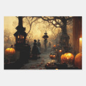 Vintage Dark Halloween Night Town Street Geschenkpapier Set (Vorderseite 3)