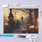 Vintage Dark Halloween Night Town Street Seidenpapier (Handwerk)