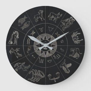 Vintage Dark Horoskop Astrologie Sternzeichen Große Wanduhr