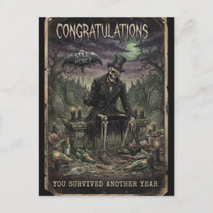 Vintage Dark Humor Skelett Geburtstagsdesign Postkarte