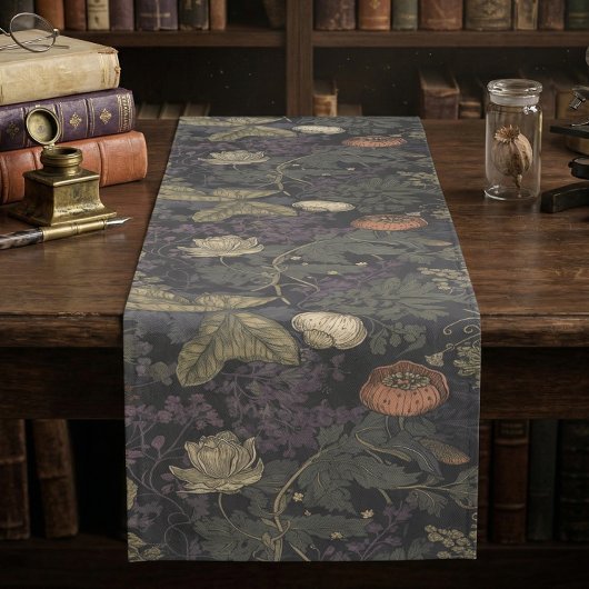 Vintage Dark Moody Floral William Morris Kurzer Tischläufer