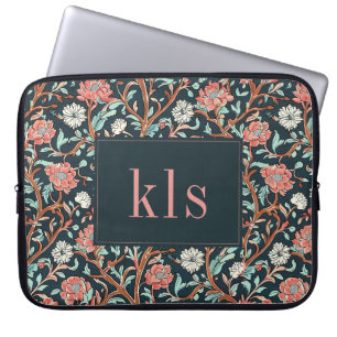 Vintage Dark Poppy William Morris Monogramm Laptopschutzhülle