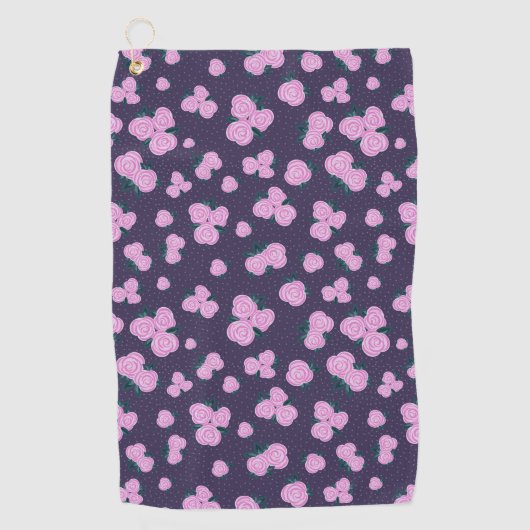 Vintage dark purple florals golfhandtuch (Vorderseite)