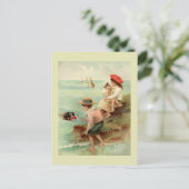 Vintage Darstellung am Meer Postkarte (Stehend Vorderseite)