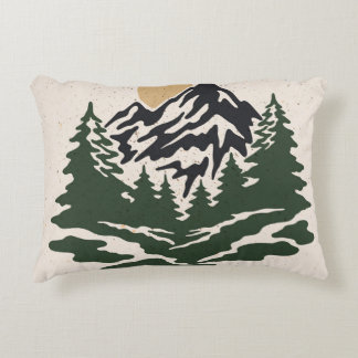 Vintage Darstellung der Berglandschaft Dekokissen