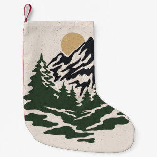 Vintage Darstellung der Berglandschaft Kleiner Weihnachtsstrumpf