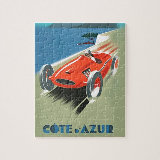 Vintage Darstellung der Cote d'Azur Automobile Puzzle (Vertikal)