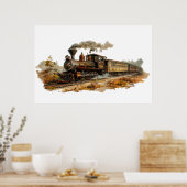 Vintage Darstellung der Dampfzuglandschaft Poster (Küche)