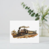 Vintage Darstellung der Dampfzuglandschaft Postkarte (Stehend Vorderseite)
