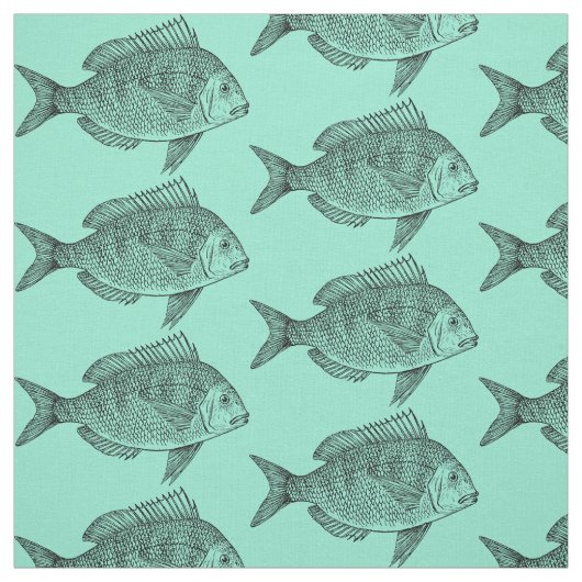 Vintage Darstellung der Fischwissenschaft Stoff (Muster)