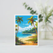 Vintage Darstellung der jamaikanischen Karibik Postkarte (Stehend Vorderseite)