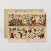 Vintage Darstellung der Küchengeschirr Postkarte (Vorne/Hinten)