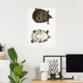 Vintage Darstellung der Schildkröten/Schildkröten Poster (Heimbüro)