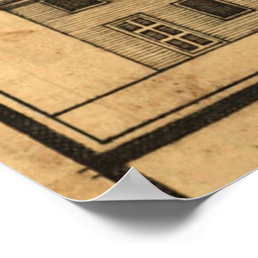 Vintage Darstellung der Unabhängigkeitshalle Poster (Ecke)