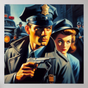Vintage Darstellung der Zellstoffpolizei Poster