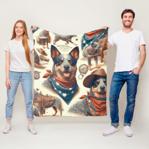 Vintage Darstellung des australischen Rinderhundes Fleecedecke
