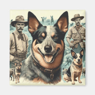 Vintage Darstellung des australischen Rinderhundes Magnet