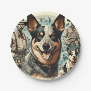Vintage Darstellung des australischen Rinderhundes Pappteller