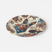 Vintage Darstellung des australischen Rinderhundes Pappteller (Schrägansicht)