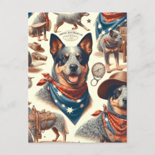 Vintage Darstellung des australischen Rinderhundes Postkarte