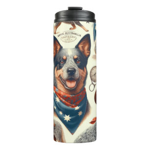 Vintage Darstellung des australischen Rinderhundes Thermosbecher