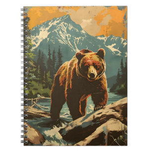 Vintage Darstellung des Braunbären Notizblock