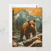 Vintage Darstellung des Braunbären Postkarte (Vorne/Hinten)