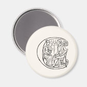 Vintage Darstellung des Buchstaben c Magnet (Vorderseite/Rückseite)