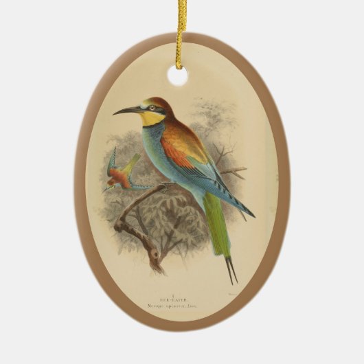 Vintage Darstellung des europäischen Bienenfresser Keramik Ornament (Vorne)